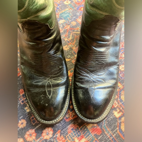 Olathe cowboy boots black/ green M8.5/W10 - Picture 4 of 9